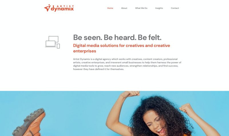 Artist Dynamix - Website homepage screenshot